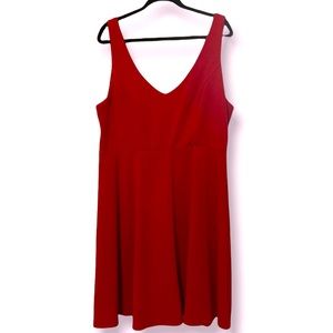Classic Red V-Neck Sleeveless Skater Dress